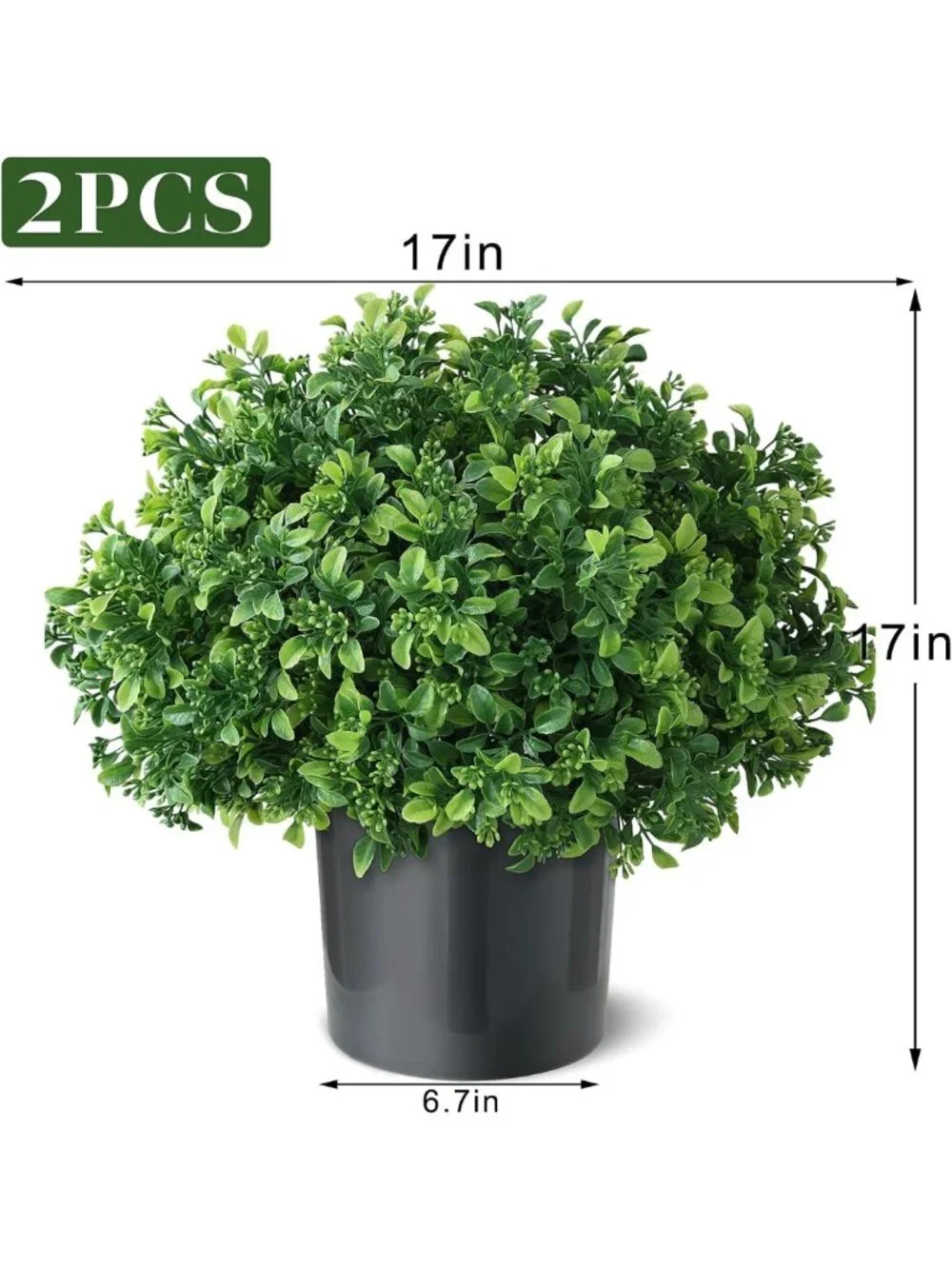 Set of 2 Green Artificial Boxwood Topiary Balls for Front Door Decor
